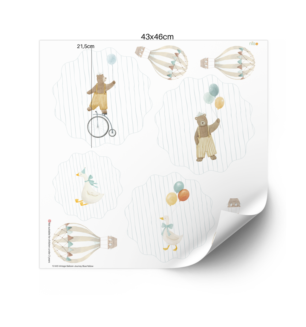 Heißluftballon & Wildtiere Wandtattoo | Kinderzimmer Nilso