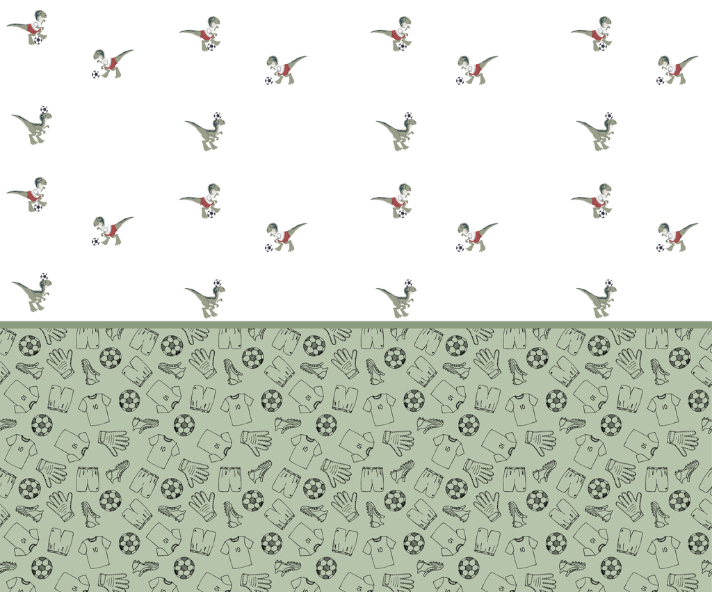 Fußball Dino Wandtattoo – Witziger Dinosaurier | Kinderzimmer Nilso