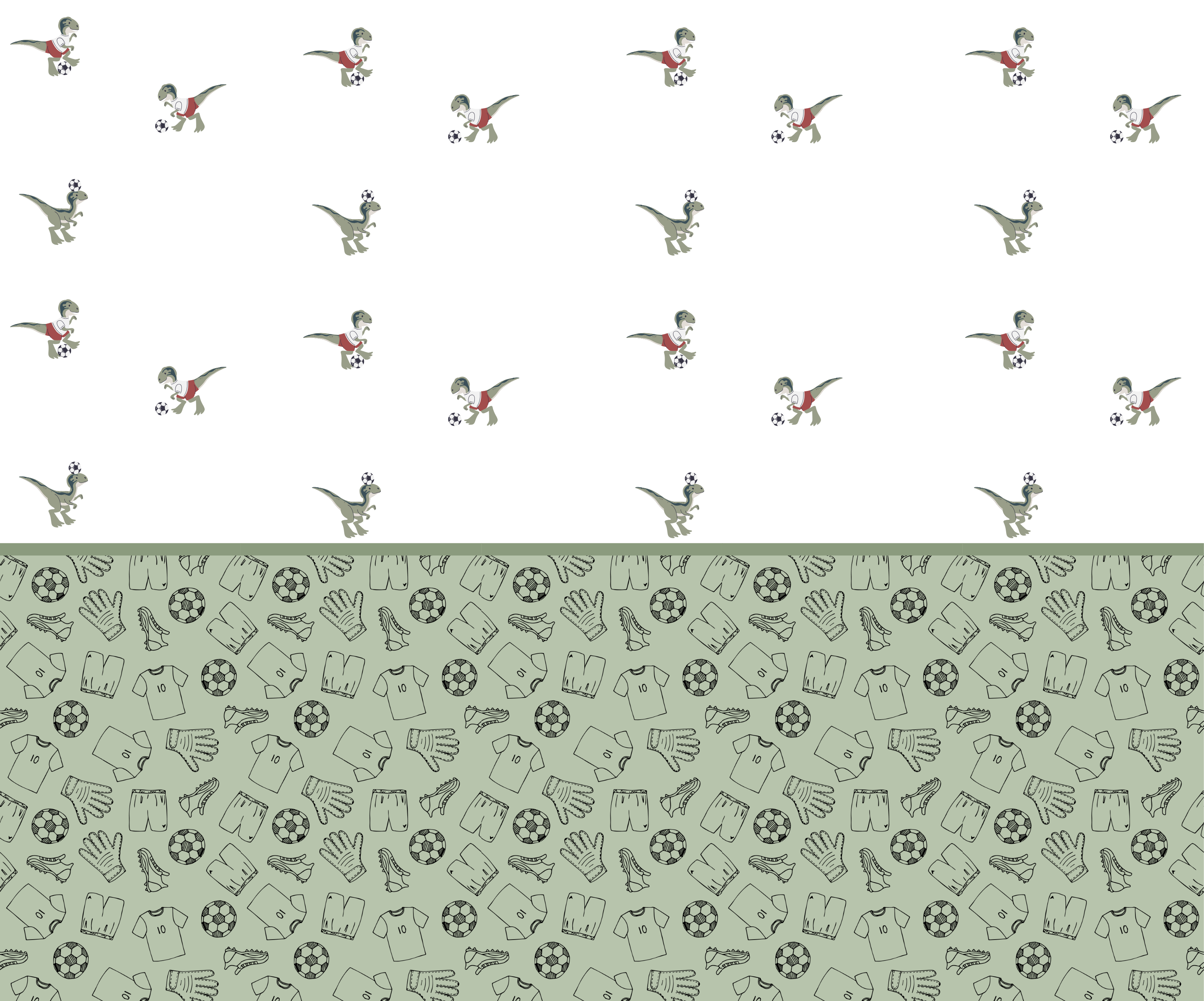 Fußball Dino Wandtattoo – Witziger Dinosaurier | Kinderzimmer Nilso