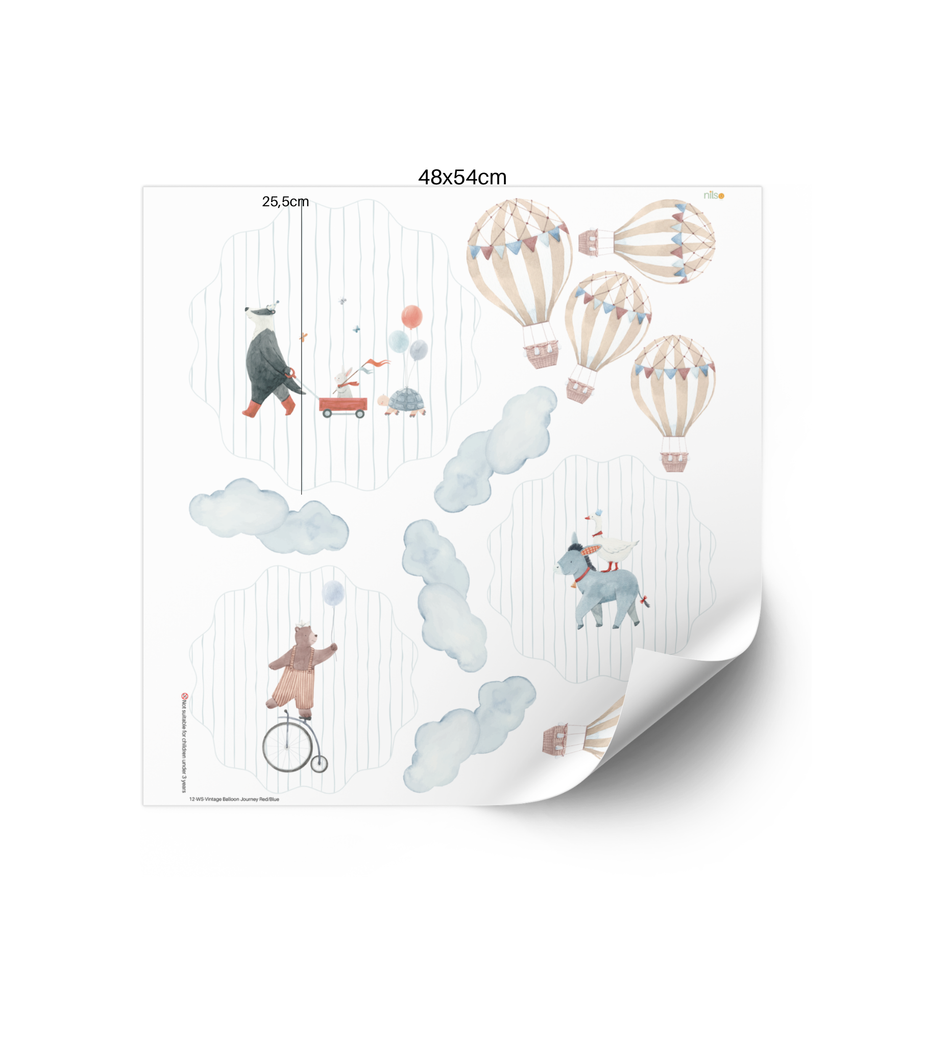 Wildtiere & Heißluftballon Wandtattoo Wandtattoo | Kinderzimmer Nilso