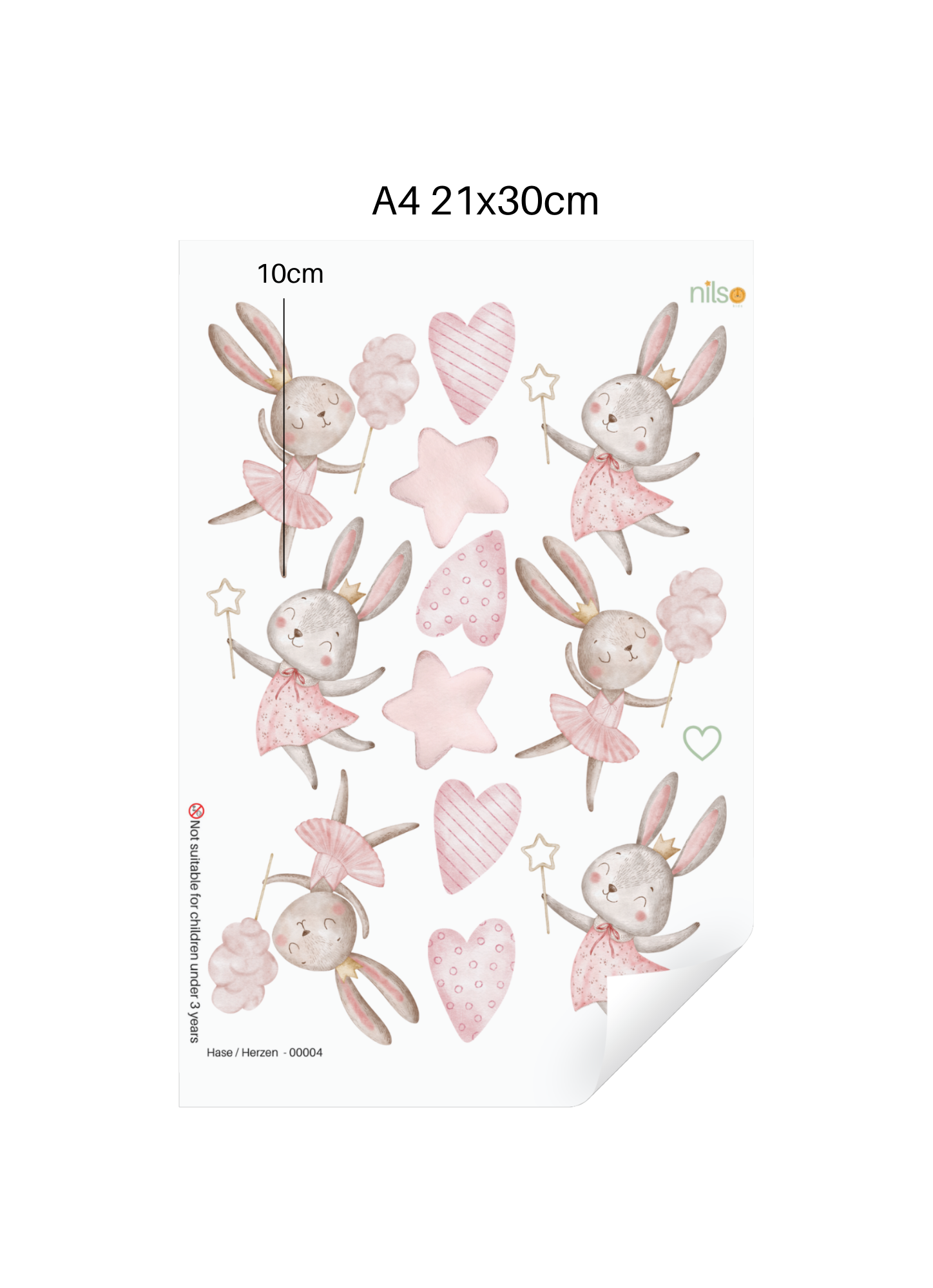 Wandtattoo Rosa Hasen + Herzen Nilso