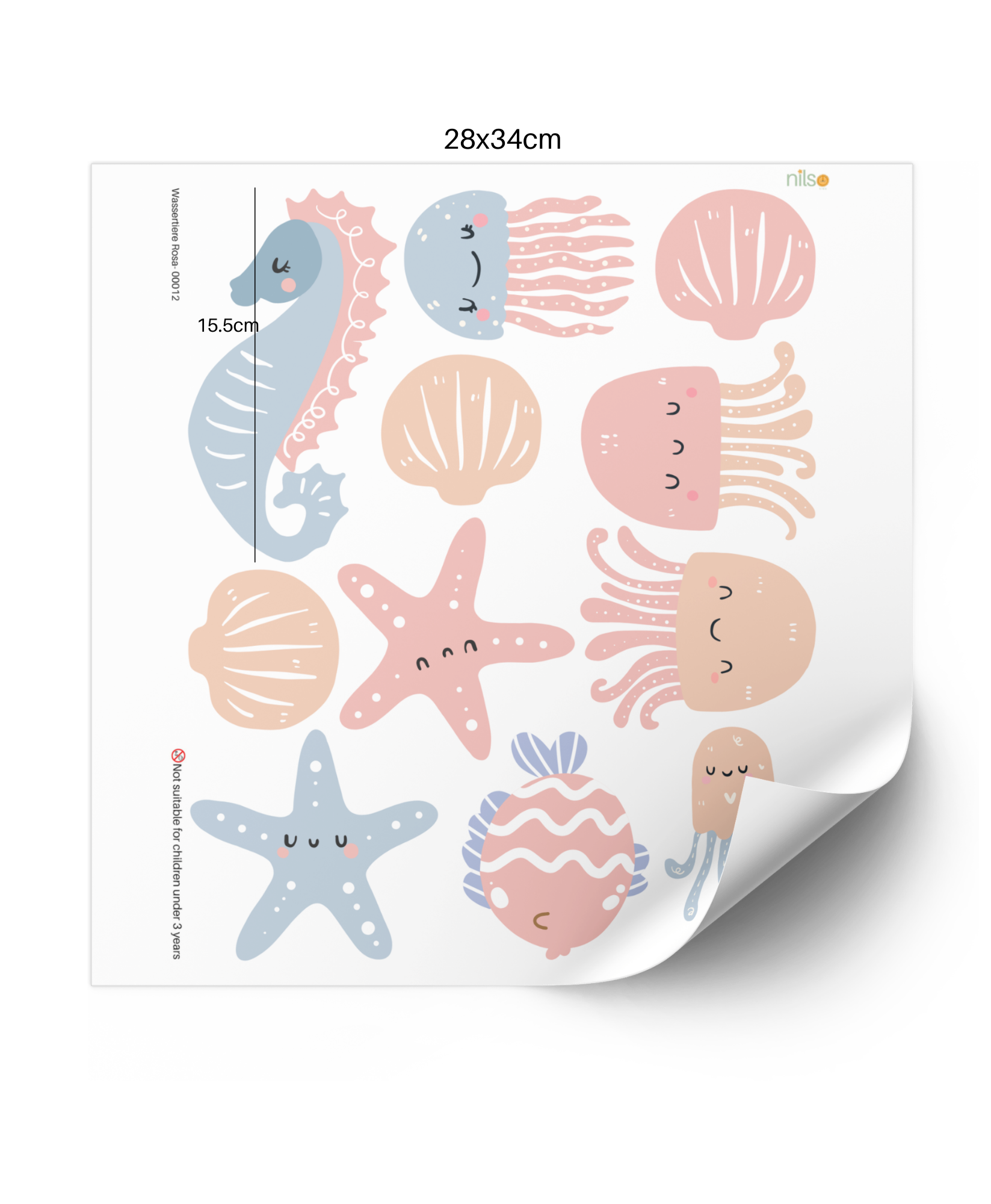 „Unterwasserwelt Wandtattoo Set fürs Kinderzimmer mit Meerestieren wie Wal und Schildkröte, sanfte Pastell-Farben im Aquarell-Stil, matte Textil-Tapetenoptik, PVC-frei & schadstofffrei.