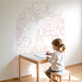 „Moderner Pfingstrosen-Bogen als Wandtattoo im Kinderzimmer, 150cm hoher floraler Arch in edlem Altrosa, Interior Trend Wandgestaltung in Aquarell-Optik, matte Textil-Haptik, PVC-frei.