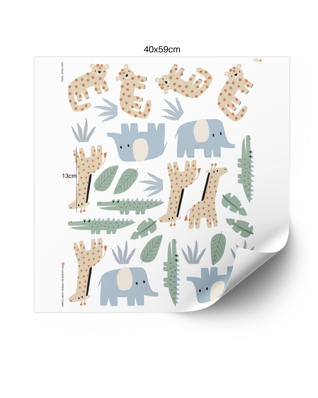 Lustige Savannentiere als Wandtattoo-Set fürs Kinderzimmer, fröhliche Motive wie Erdmännchen und Zebras im Aquarell-Stil, matte Textil-Tapetenoptik, PVC-frei und hergestellt in der EU.