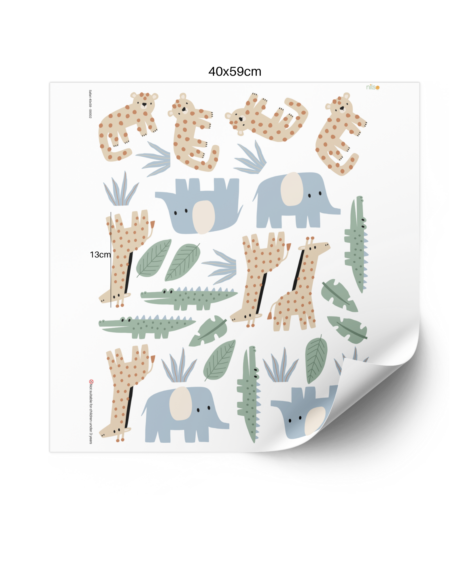 Lustige Savannentiere als Wandtattoo-Set fürs Kinderzimmer, fröhliche Motive wie Erdmännchen und Zebras im Aquarell-Stil, matte Textil-Tapetenoptik, PVC-frei und hergestellt in der EU.